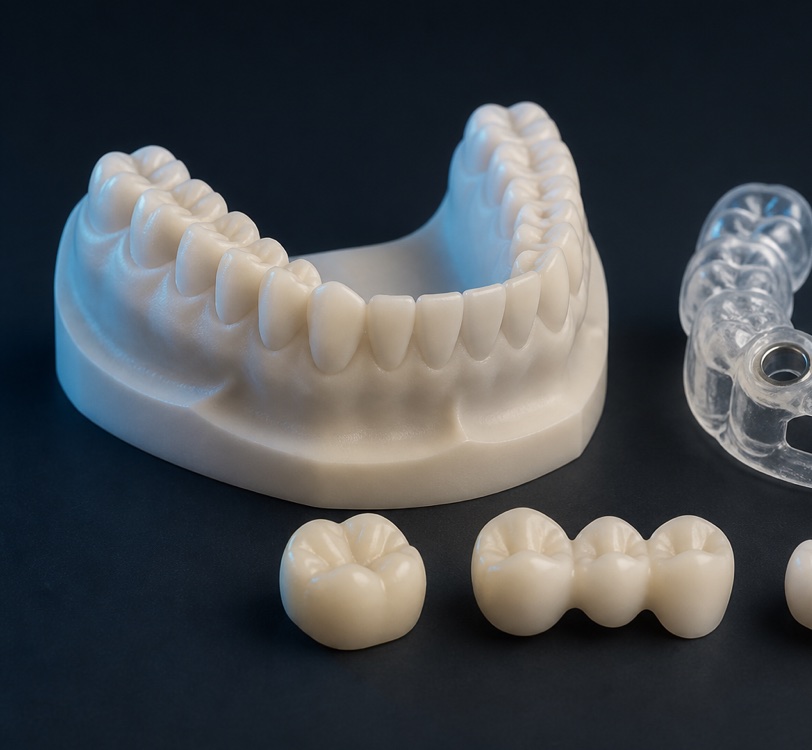 3D printed dental model and crowns